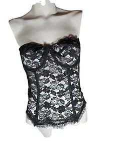 Corsé Bustier Vintage Delores Negro Talla 38 C Nuevo de Lote Antiguo - Imagen 1 de 7