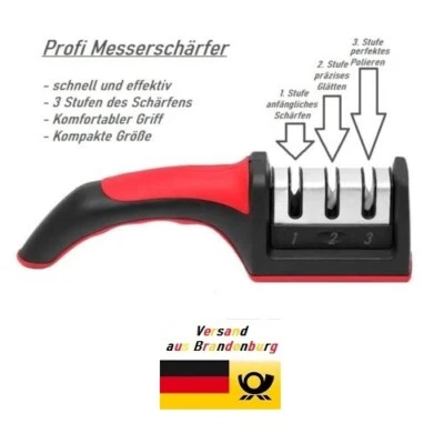PROFI Messerschärfer 3 Stufen Messerschleifer für scharfe Klingen Hand Schärfer - Bild 1 von 4