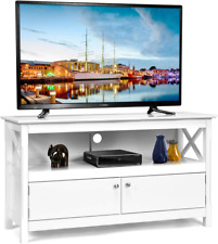Wooden TV Stand for Tvs up to 50 Inch, X Shape Console Storage Cabinet, Entertai