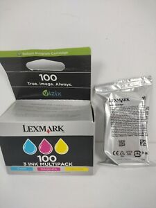 Lexmark 100X BLACK Genuine Ink cartridges 100 Cyan Magenta Yellow 4 PACK SET