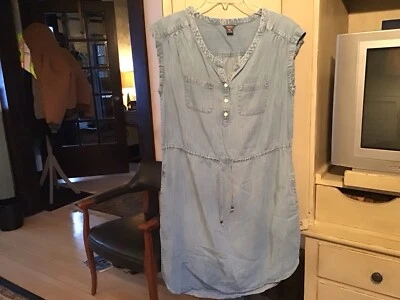 Eddie Bauer Distressed Light Denim Tencel Dress 10 EUC Foto 1 de 4