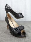 Salvatore Ferragamo Ladies Court Shoes UK 7 Black Patent Leather Mock Croc Smart