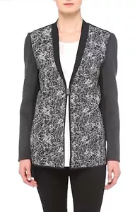 * NUEVO CON ETIQUETAS $498 Elie Tahari Talia Jacquard Mixto Media Abrigo Chaqueta Suéter bx20 - Imagen 1 de 11