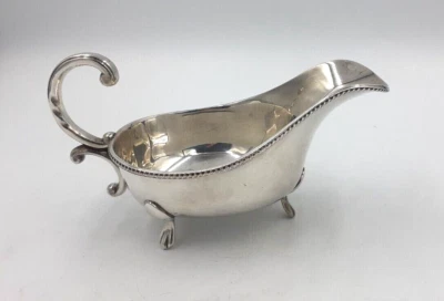 Barco de salsa vintage VINERS Sheffield plateado, 3 pies A1 Foto 1 de 4