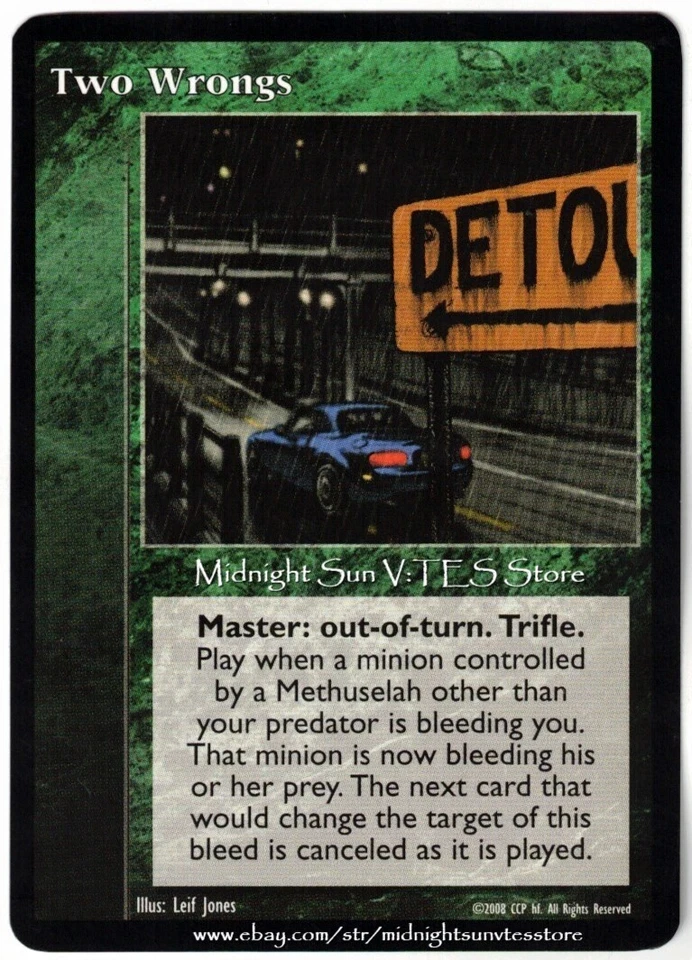 Two Wrongs Tournament Promo V:TES VTES Vampire CCG - Image 1 of 1