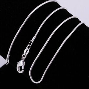 925 Sterling Silver Snake Chain Necklace w/ White Gold Finish, Many Width/Length