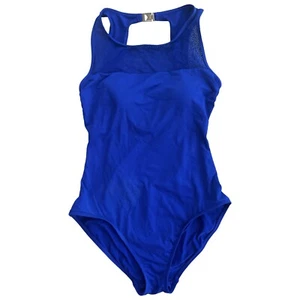 Women's Lauren Ralph Lauren blue one piece swimsuit mesh panel size S - Picture 1 of 9