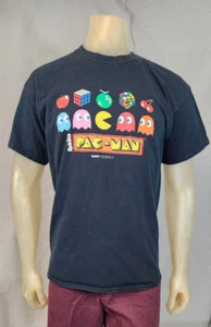 Brisco Rubiks Cube Pac Man 80s Graphic Print LARGE Crew Sh Slv T Shirt Top USED - Picture 1 of 6