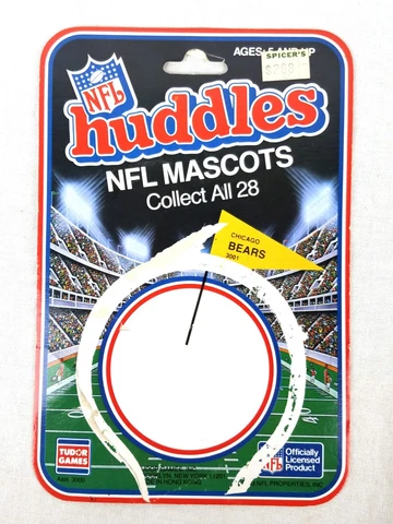 1983 NFL Huddles Mascots Chicago Bears 2" PVC Figurine CARDBOARD BACKER ONLY Cover