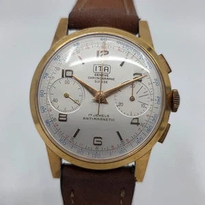 Vintage ITA Geneve Chronographe Suisse Landeron 51 Men's Wrist Watch Manual - Picture 1 of 9