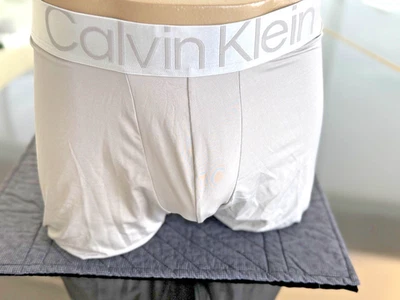 Calvin Klein Hombre Gris Poliéster Bolsa Boxer 5" Entrepierna Plateado Logo Cintura Talla XXL Foto 1 de 4