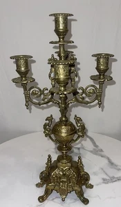 Vintage Messing Kerzenleuchter Brevettato italienischer Barock 5-armig 17 Zoll - Bild 1 von 16