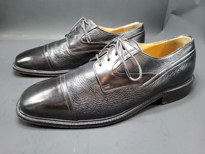 Biqueira Oxford Masculina Johnston Murphy 9,5 M Preta Pebbled Couro Genuíno Couro de Veado - Imagem 1 de 4