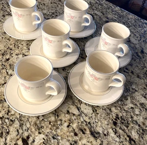 PFALTZGRAFF TROUSSEAU ROSE 6 CUPS AND SAUCERS - Picture 1 of 4