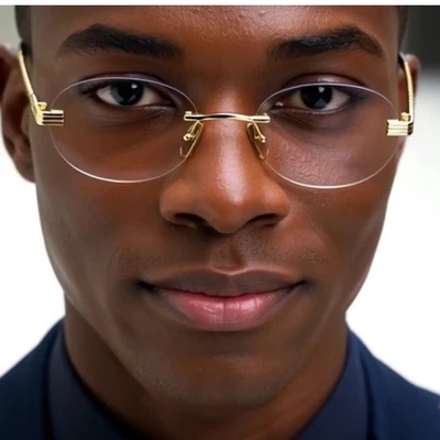 Sunglasses Retro vintage UV400 Protection Frameless Clear Lens Gold Gafas Lentes - Image 1 of 4