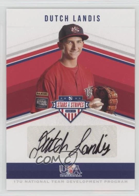 2018 Panini USA Baseball Stars & Stripes Black Ink /25 Dutch Landis #SS-DL Auto - Image 1 of 2