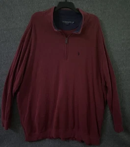 US Polo Assn Sweater Mens 4XLT Burgundy Half Zip Pullover Cotton Knit Big Tall - Picture 1 of 4