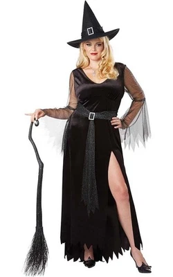 BRUJA NEGRA RICA TALLA GRANDE ADULTO MUJER HECHICERO DISFRAZ HALLOWEEN Foto 1 de 2