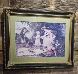 Antiker Druck Familien Picknick (Charity) 1847 Gemälde von Frederick Morgan gerahmt - Bild 1 von 7