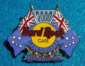 MELBOURNE 5º ANIVERSARIO PROTOTIPO BANDERAS AUSTRALIANAS TAC BACK Hard Rock Café PIN - Imagen 1 de 1