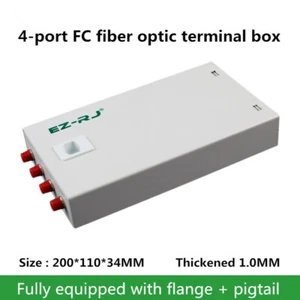 4-port FC fiber optic terminal box thickened 1.0MM full flange + pigtail - Picture 1 of 9