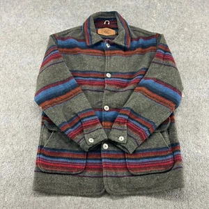 VINTAGE Woolrich Coat Mens M Green Red Aztec Wool Western Chore Barn Striped 90s - Picture 1 of 10