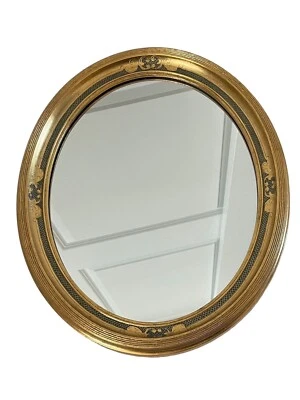 Gilt and Green, Oval Florentine-Style Wall Mirror - image 1 of 4