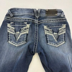 Pantalones de mezclilla Vigoss Brooklyn corte bota para mujer talla 3 lavado oscuro punto pesado tiro bajo - Imagen 1 de 14