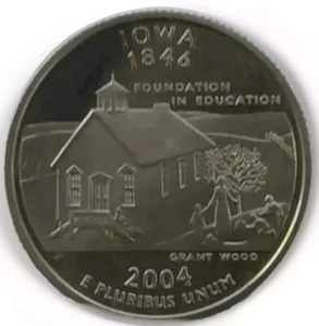 2004 S Iowa State Quarter- Copper Nickel 25 C Reeded Edge Coin-24.3 MM 6.3 Grams - Picture 1 of 6