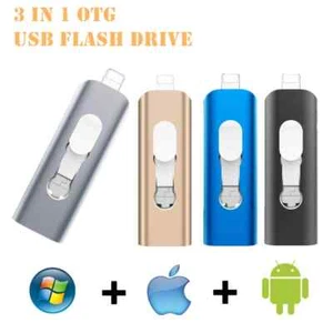 1TB 64/256/128GB OTG 3In1 USB 3.0 Flash Drive Memory Stick Thumb For iPhone iPad - Photo 1/15