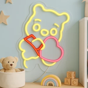 Neon Sign Winnie The Pooh LED Light For Kids Room Wall Decoration Perfect Gift - Picture 1 of 7