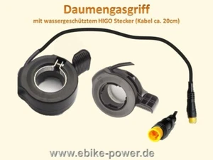 Daumengas mit wassergeschütztem Julet / Higo Stecker 3 PIN gelb orange f  E-Bike - Bild 1 von 1