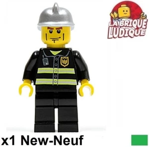 Lego Minifigure City Fireman Silver Helmet Smiling Twn175 - Picture 1 of 1