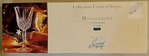 Cristal d'Arques Masquerade Wine Water Glasses Set of 6 NIB 24% Lead Crystal - Picture 1 of 8