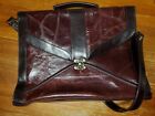 MC Handbag Attache Style Stitched Leather Style Burgundy Color