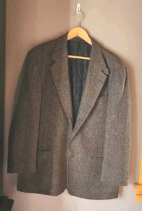 LL Bean Green Thinsulate Wool Blend Blazer Jacket L Reg Vtg Tweed Sport Coat USA - Picture 1 of 14
