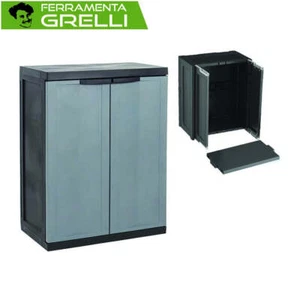 Armadio basso TOOMAX a 2 ante con ripiano - Nero e Grigio - 65x37x85h - Tooma - Foto 1 di 1