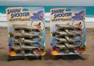 New Shark Shooters (Lot of 2) Pack Stretch Fling It Toy Finger Slingshots Jaws! - Picture 1 of 2