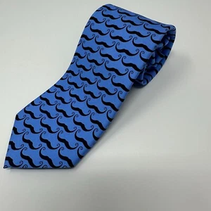 Josh Back - Corbata 100% Seda (3 x 57) Azul Manillar Bigote Corbata a Medida en Nueva York - Imagen 1 de 4