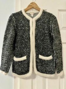 H&M Lady Sweater Cardigan Sz 8 Fuzzy Angora Mohair Office Classy Quiet Luxury - Picture 1 of 9