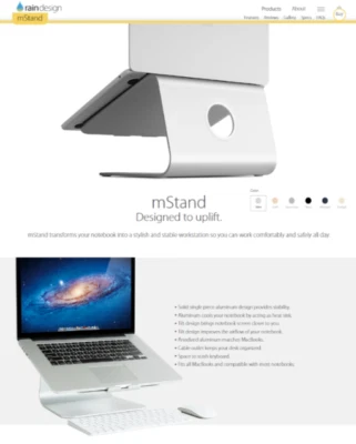 Rain Design ' mStand Laptop Stand ' Macbook Stylish & Stable Workstation Riser - Image 1 of 4