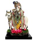 Hindu Gott Lord Krishna Mit Kuh Harz Statue Idols Figur Wohndeko