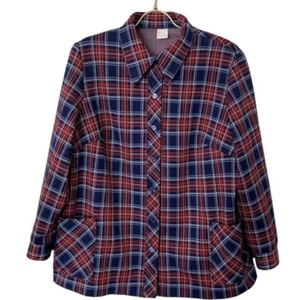 Vintage 60s Mod Polyester Plaid Leisure Jacket Men’s XL Red White Blue - Picture 1 of 13