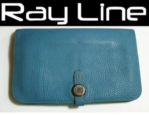  HERMES Long wallet dogon GM blue two-fold TOGO blue [Used] 100% authentic - Picture 1 of 10