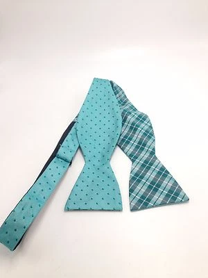 115 美元 Countess Mara 男式蓝色白色双面领结连衣裙可调节领结 — 第 1/4 张图片