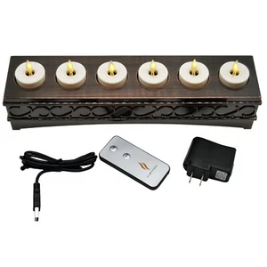 Luminara Flameless Tea Light Candles with Recharging Base/Timer 6 Sets Ivory - Picture 1 of 7