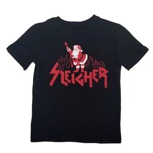 Camiseta gráfica de vacaciones de metal pesado trineo de Papá Noel negra para niños pequeña - Imagen 1 de 1