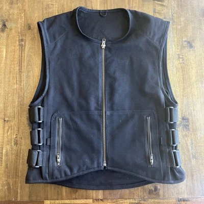 Chaleco de motocicleta First MGF Heavy Hitter # FIM660CNV negro lona armadura corporal talla XL Foto 1 de 4