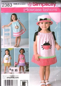 2383 Vintage Simplicity Sewing Pattern Toddler Girls Pillowcase Fashion Dress FF - Picture 1 of 2