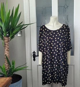 BNWT  Yours Clothing Black & Tan Spotted Polka Dot Stretchy Top Size 26/ 28 - Picture 1 of 6